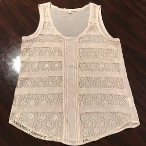 Lush Sheer Lace and Striped Tank Top